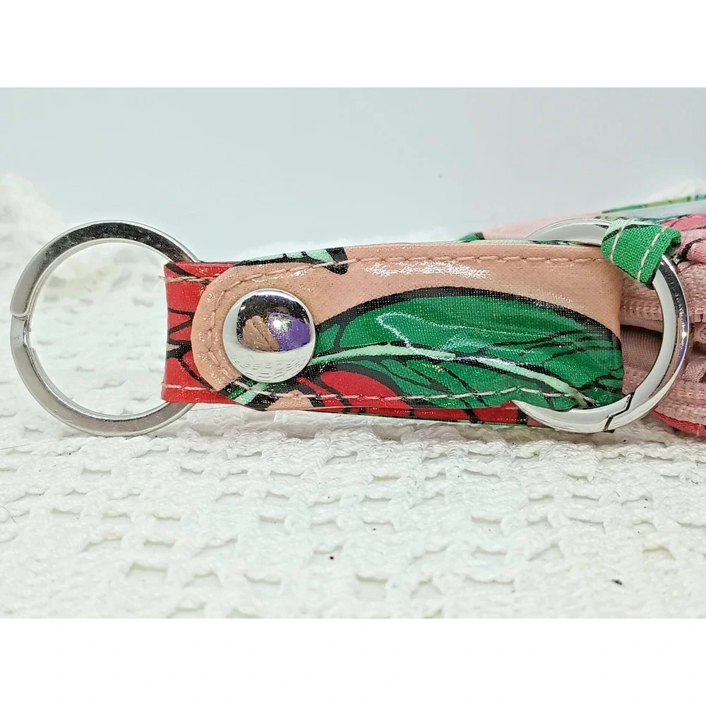 Vera Bradley Campus Double ID Vintage Flower Keychain Plus Bonus Key Fob